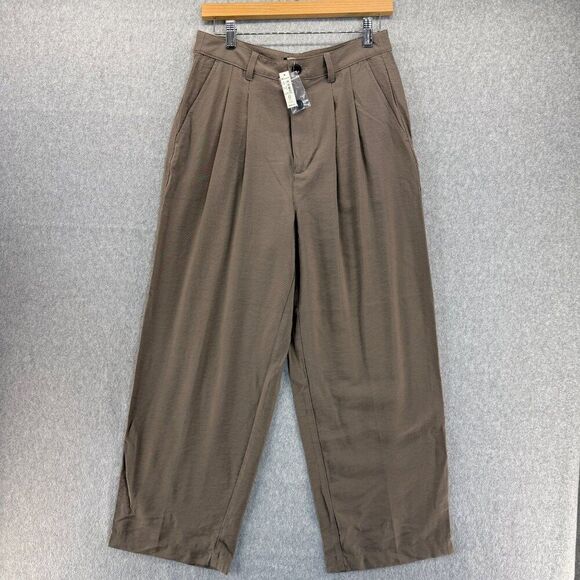 Madewell Pants - NWT Madewell Womens Size 6 Barroway Wide-Leg Crop Pants Pleated Trousers Tan